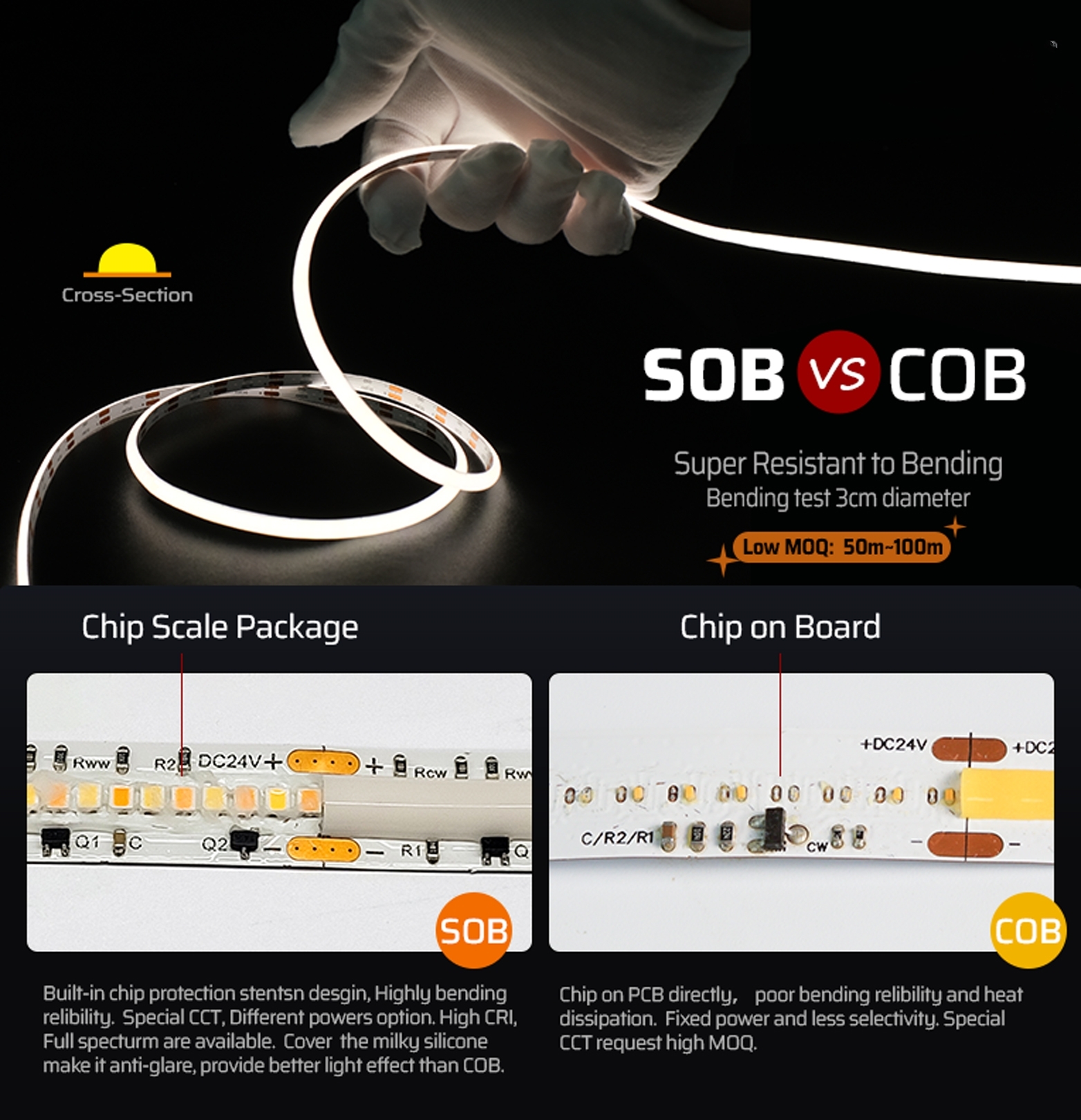 Why choose SOB over COB strips?